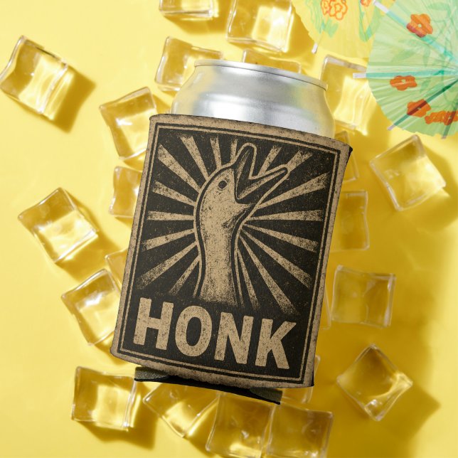 Honk Goose Funny Duck Chicken Meme Can Cooler (In Situ Summer)