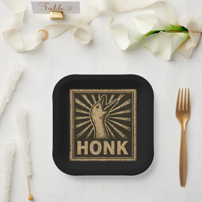 Honk Goose Funny Duck Chicken Meme Paper Plates (Wedding)