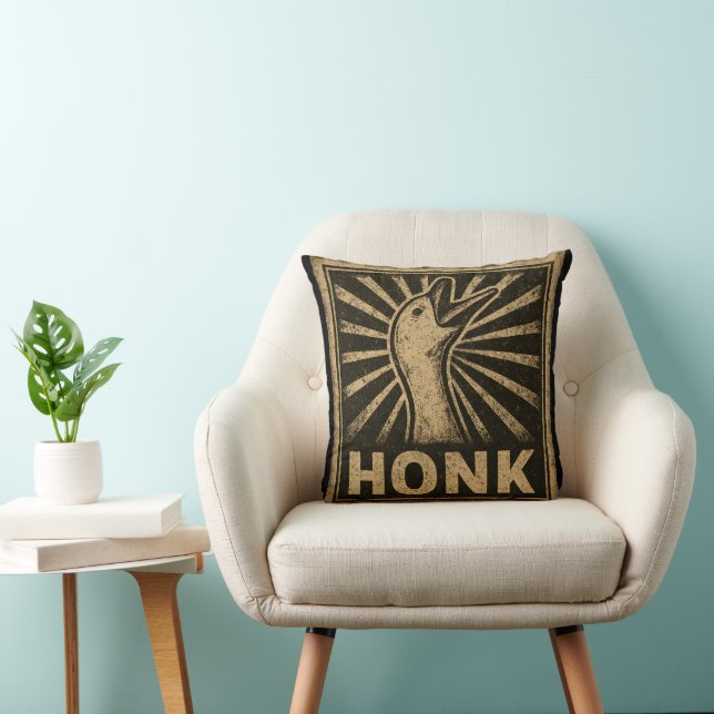 Honk Goose Funny Duck Chicken Meme Throw Pillow (Chair)