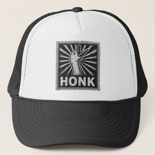 Honk Goose Funny Duck Chicken Meme Trucker Hat (Front)
