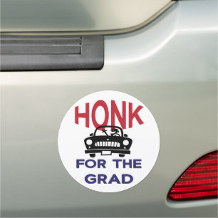 Honk Graduate School Car Parade Drive White Blue Magnet