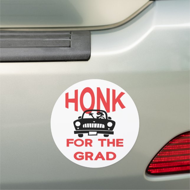 Honk Graduate School Car Parade Modern Red Car Magnet (In Situ)