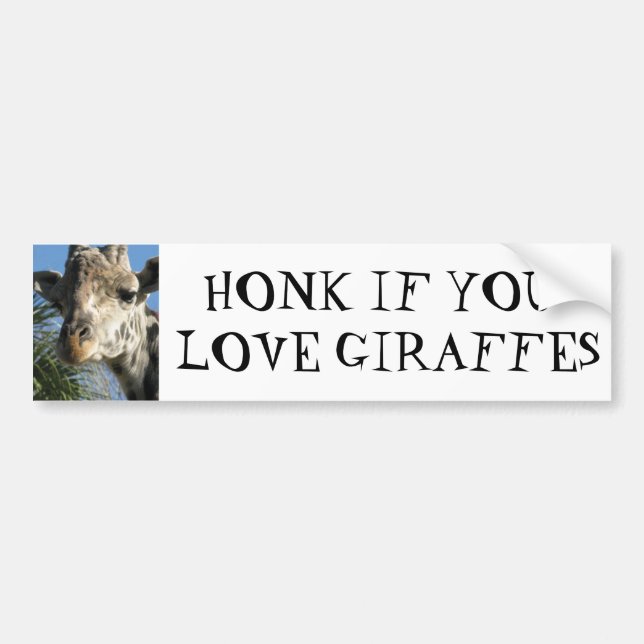 HONK IF YOU LOVE GIRAFFES BUMPER STICKER (Front)