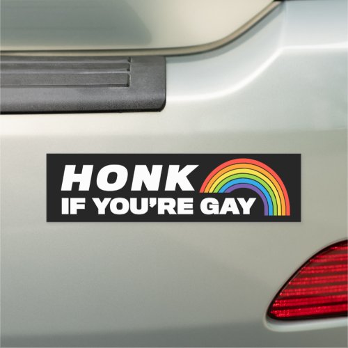 Honk If Youre Gay LGBTQ Bumper Car Magnet