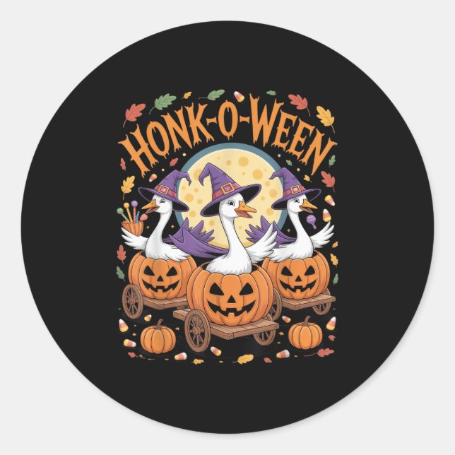 Honk-o-ween Funny Geese Halloween Costume For Part Classic Round Sticker (Front)