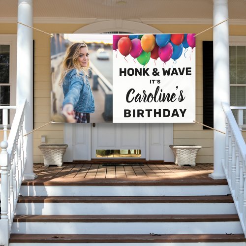Honk  Wave Birthday Balloon Custom Photo Text Banner