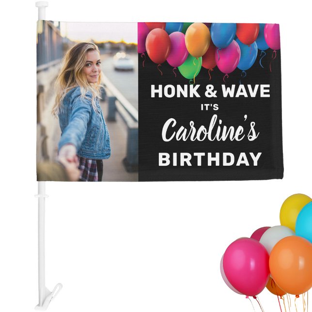 Honk & Wave Birthday Balloon Custom Photo Text Car Flag (Creator Uploaded)