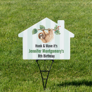 Honk & Wave Birthday Cute Sloth Animal Sign