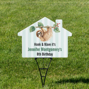 Honk & Wave Birthday Sloth Watercolor Sign