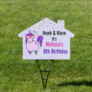 Honk & Wave Birthday Unicorn Cool Glasses Sign