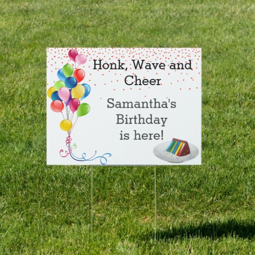 Honk Wave Cheer Social Distancing Birthday Sign