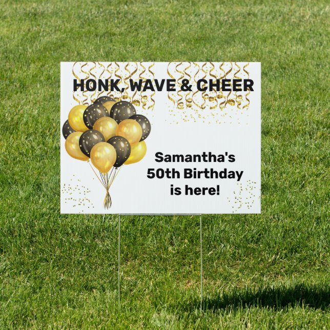 Honk Wave Cheer Social Distancing Birthday Sign (Insitu)
