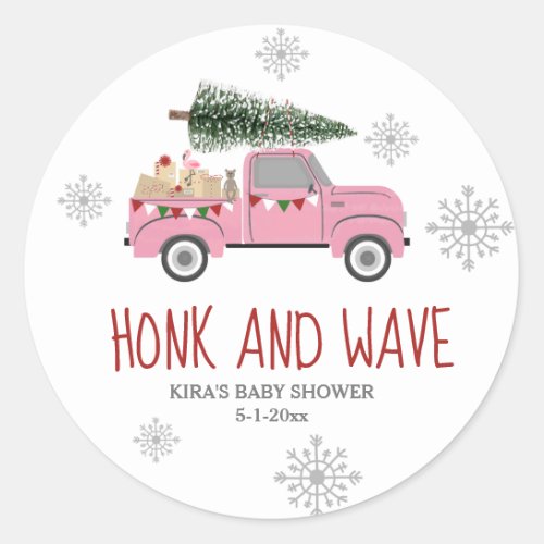 Honk  Wave Christmas Baby Shower  Classic Round Sticker