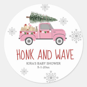 Honk & Wave Christmas Baby Shower Classic Round Sticker