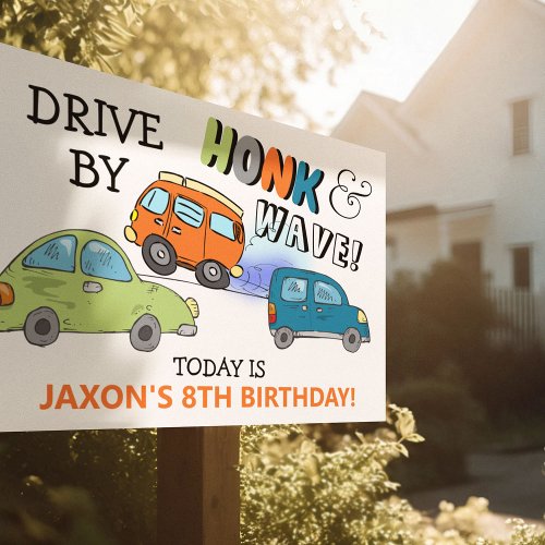 Honk  Wave Colorful Car Birthday Sign