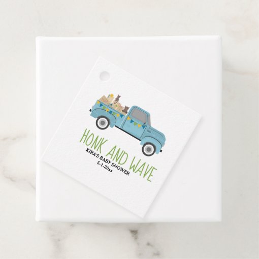 Honk & Wave Drive Thru Baby Shower Blue Truck Favor Tags Zazzle