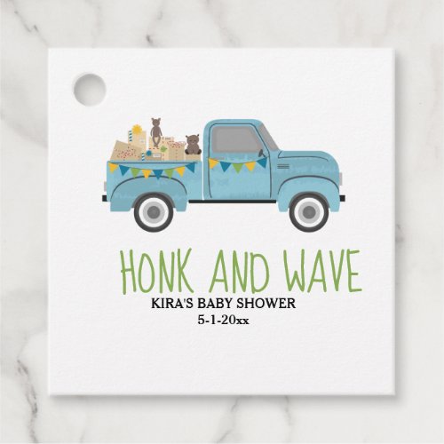 Honk  Wave Drive Thru Baby Shower Blue Truck   Favor Tags
