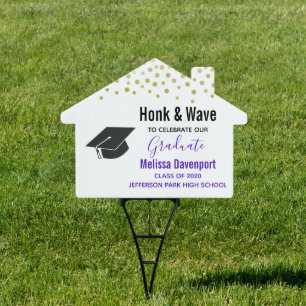 Honk & Wave Graduation Cap Sign