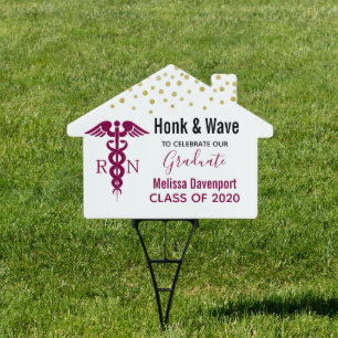 Honk & Wave Graduation RN Red Caduceus Sign