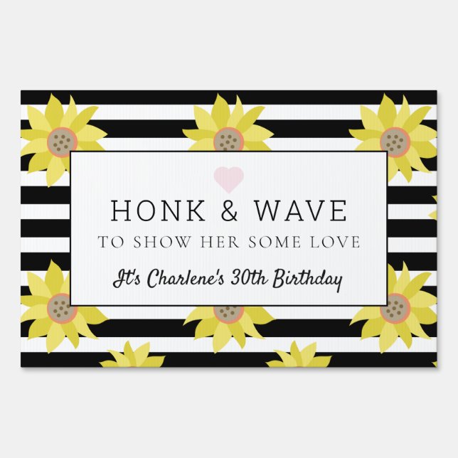 Honk & Wave Sunflower Birthday Drive-by Sign (Front)