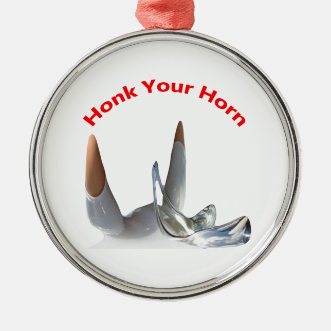 Honk Your Horn- Silver Coloured Round Decorations. Metal Ornament (Front)