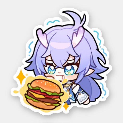 Honkai Star Rail Chibi Bailu Burger Sticker