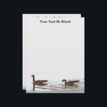 Honkers - Canada Geese Letterhead<br><div class="desc">On a gray spring day in Alaska two Canada Geese (Branta canadensis), often referred to as “honkers, ” swim in a body of water still partially choked with ice. Customizable by adding your own text. The Canada Goose, Branta canadensis, has a black head and neck, white patches on the face,...</div>