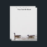 Honkers - Canada Geese Letterhead<br><div class="desc">On a gray spring day in Alaska two Canada Geese (Branta canadensis), often referred to as “honkers, ” swim in a body of water still partially choked with ice. Customizable by adding your own text. The Canada Goose, Branta canadensis, has a black head and neck, white patches on the face,...</div>