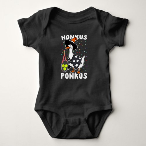 Honkus Ponkus Funny Goose Halloween Costume Tennis Baby Bodysuit