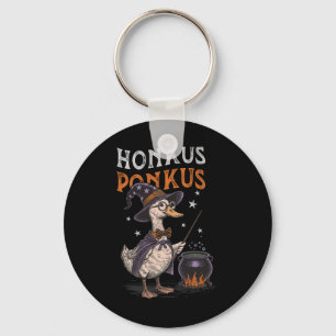 Honkus Ponkus Funny Halloween Witch Goose Duck Lov Keychain