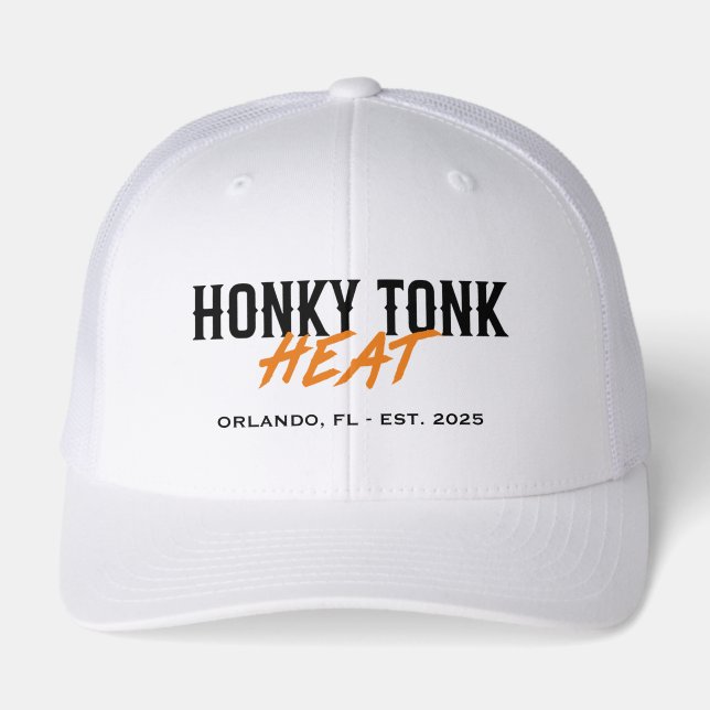 Honky Tonk Heat Standard White Trucker Hat (Front)