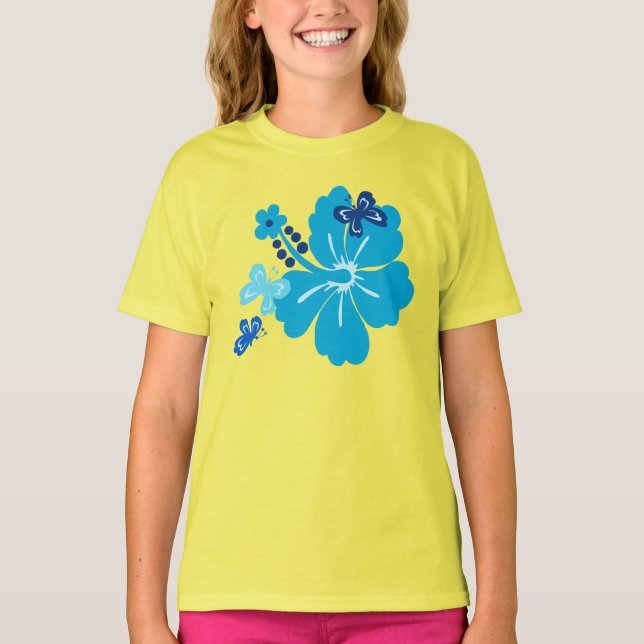 Honolua Butterfly and Hawaiian Hibiscus T-Shirt (Front)