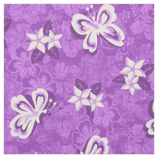 Honolua Plumeria Butterfly and Hawaiian Hibiscus Fabric