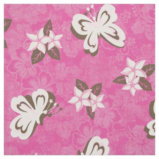 Honolua Plumeria Butterfly and Hawaiian Hibiscus Fabric