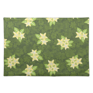 Honolua Plumeria Hawaiian Tropical Print Cloth Placemat