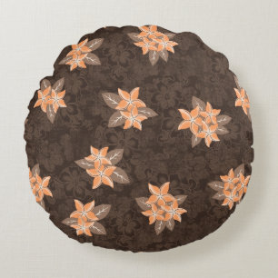 Honolua Plumeria Hawaiian Tropical Print Round Pillow