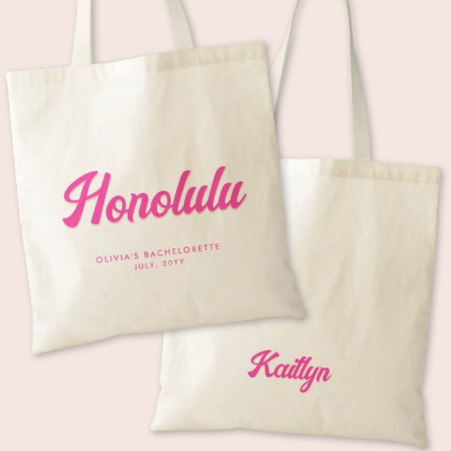 Honolulu Bachelorette Party Personalized Tote Bag (Honolulu Bachelorette Party Tote Bag)