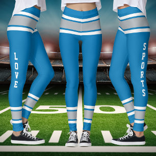 Honolulu Blue Silver White Team Colors Love Sports Leggings