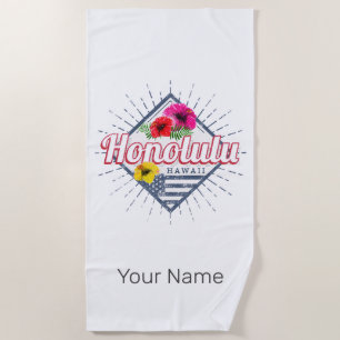 Honolulu City Hawaii United States Vintage USA Beach Towel