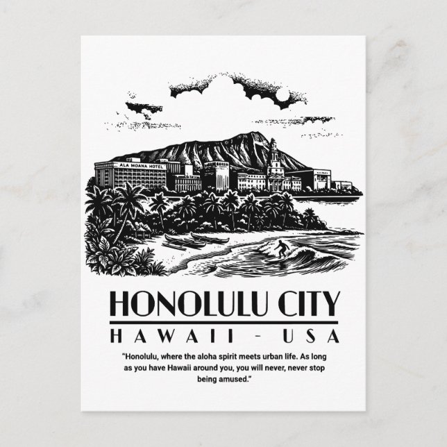 Honolulu City Hawaii USA Postcard (Front)