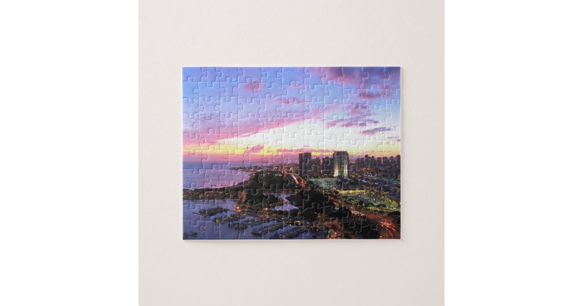 Honolulu cityscape Hawaii sunset Jigsaw Puzzle Zazzle