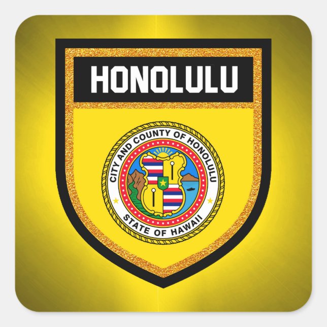 Honolulu Flag Square Sticker (Front)