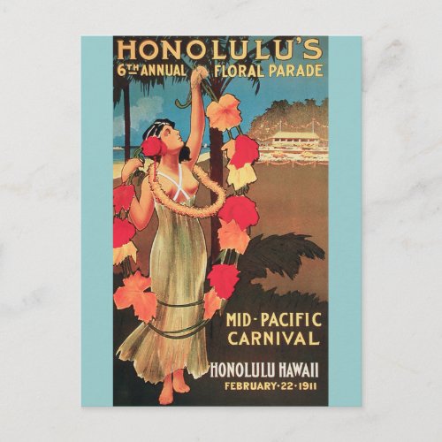 Honolulu Hawaii 6th Annual Floral Parade 1911 Postcard