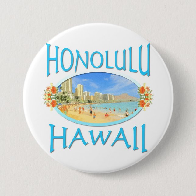Honolulu Hawaii Button (Front)