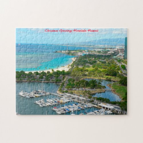 Honolulu  Hawaii Christmas Greetings Jigsaw Puzzle