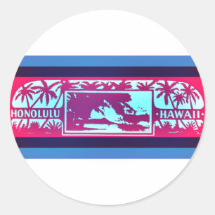 HONOLULU HAWAII CLASSIC ROUND STICKER