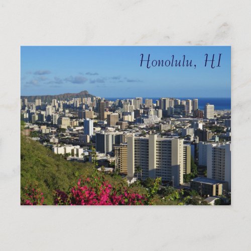 Honolulu Hawaii Diamond Head  View Punchbowl Postcard