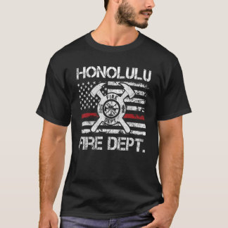 Honolulu Hawaii Fire Department Thin Red Line Fire T-Shirt