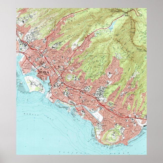 Honolulu Hawaii Map (1983) Poster (Front)