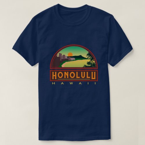 Honolulu Hawaii Navy T_Shirt